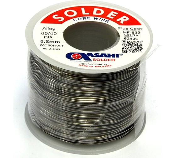 Припой (0.8 мм, 0.25 кг, Sn60/Pb40, HF533 флюс RMA) ASAHI 00-00000301 1