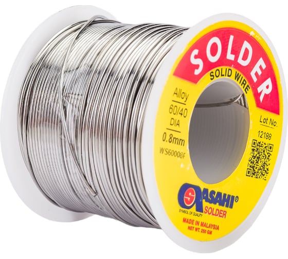 Припой (0.8 мм, 0.25 кг, Sn60/Pb40, без флюса) ASAHI 00-00000080