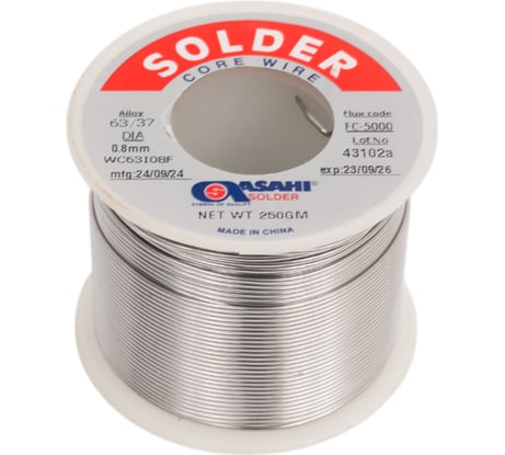 Припой (0.8 мм, 0.25 кг, Sn63/Pb37, FC5000 флюс RMA) ASAHI 00-00000067