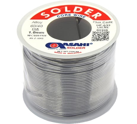 Припой (1 мм, 0.25 кг, Sn60/Pb40, HF533 флюс RMA) ASAHI 00-00000307