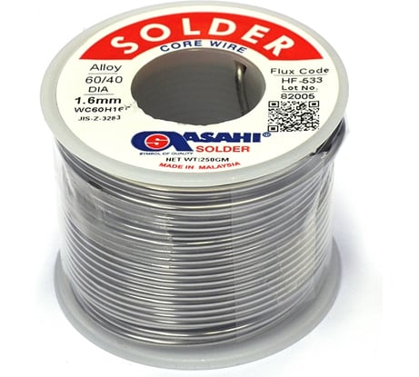 Припой (1.6 мм, 0.25 кг, Sn60/Pb40, HF533 флюс RMA ) ASAHI 00-00001436