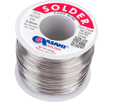Припой (0.6 мм, 0.25 кг, Sn60/Pb40, HF533 флюс RMA) ASAHI 00-00001189