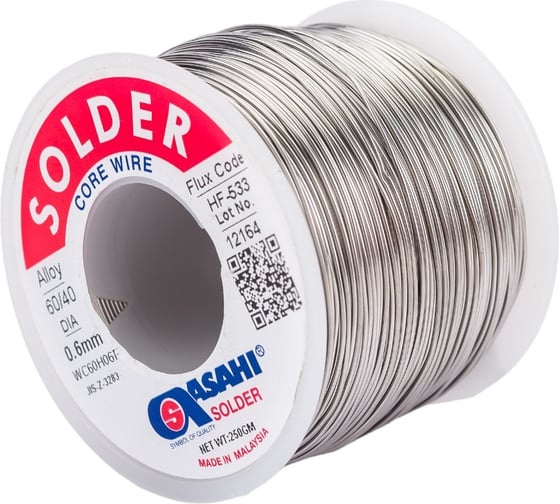 Припой (0.6 мм, 0.25 кг, Sn60/Pb40, HF533 флюс RMA) ASAHI 00-00001189