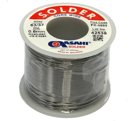 Припой (0.6 мм, 0.25 кг, Sn63/Pb37, FC5005 флюс RMA) ASAHI 00-00001434