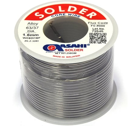 Припой (1.6 мм, 0.25 кг, Sn63/Pb37, FC5000 флюс RMA) ASAHI 00-00000314