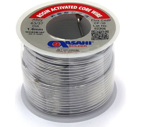 Припой (1.6 мм, 0.25 кг, Sn63/Pb37, CF10 флюс RA) ASAHI 00-00000316