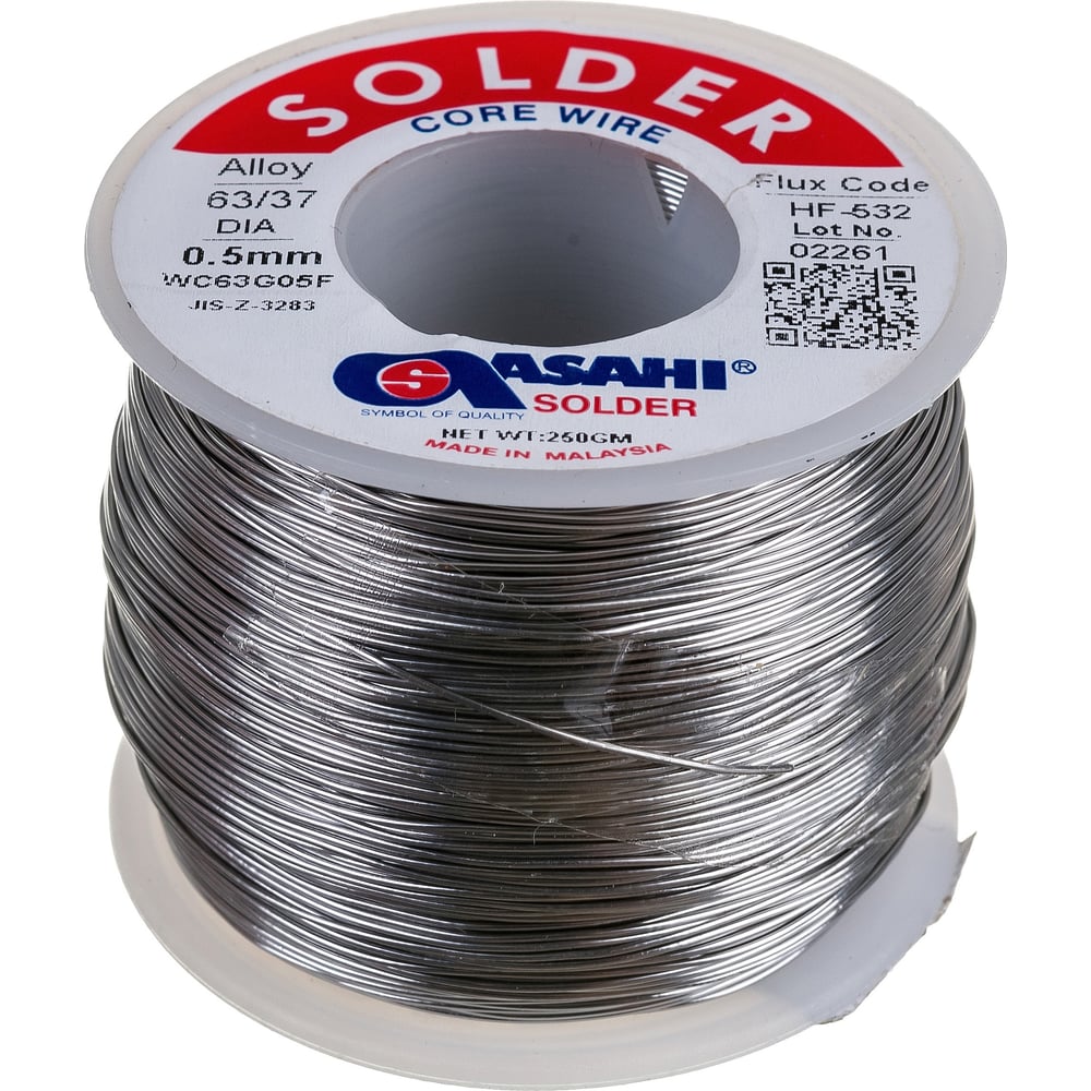 Припой (0.5 мм, 0.25 кг, Sn63/Pb37, HF532 флюс RMA) ASAHI 00-00004308 ...