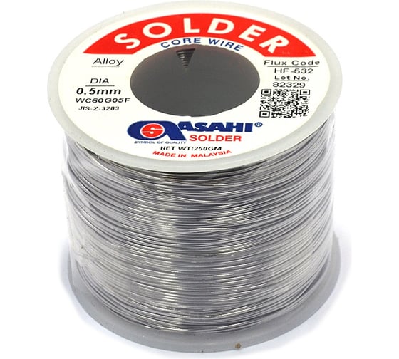 Припой (0.5 мм, 0.25 кг, Sn63/Pb37, HF532 флюс RMA) ASAHI 00-00004308