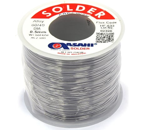 Припой (0.5 мм, 0.25 кг, Sn60/Pb40, HF533 флюс RMA) ASAHI 00-00001183