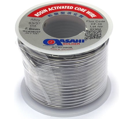 Припой (2 мм, 0.25 кг, Sn63/Pb37, CF10 флюс RA) ASAHI 00-00001194