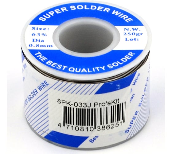Припой 0,8 мм., 250 гр. Pro'sKit Sn63/Pb37 (флюс RA) 8PK-033J С00040366 1