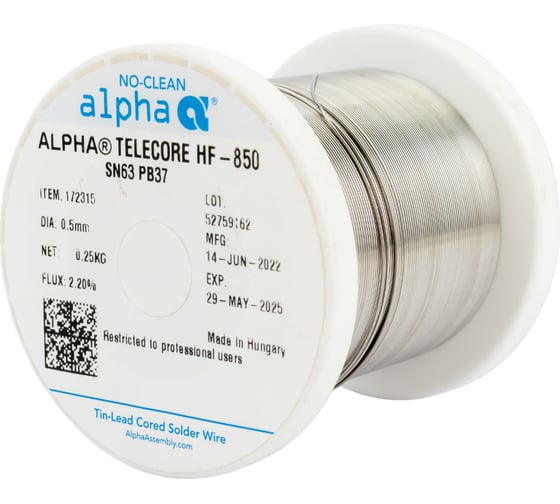 Припой трубчатый TELECORE HF-850 (0.5 мм; 0.25 кг) ALPHA 172315