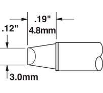 Картридж-наконечник (3х4.8 мм; клин 45°) для CV/MX замена STTC-013 METCAL CVC-6CH0030S