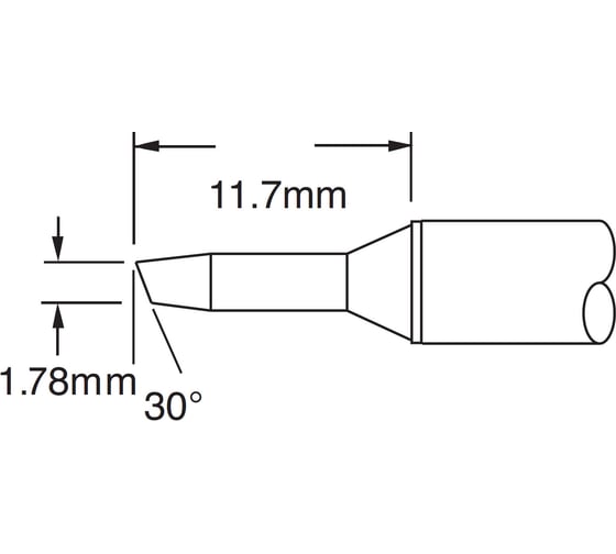 Картридж-наконечник (1.78х11.7 мм; скос 30°) для CV/MX замена STTC-105 METCAL CVC-7BV3018S 1