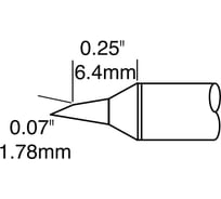 Картридж-наконечник (1.78х6.4 мм; скос 60°) для CV/MX замена STTC-147P METCAL CVC-7BV6018P