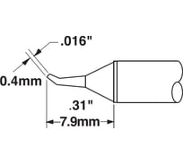 Картридж-наконечник (0.4х7.9 мм; конус тонкий изогнутый 30°) для CV/MX замена STTC-126P METCAL CVC-7CN0004R