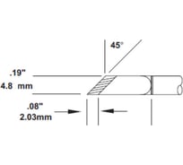 Картридж-наконечник замена SMTC-0161 (4.8х16.51 мм; заточка 2 мм) для CV/MX METCAL SMC-6KN0048S