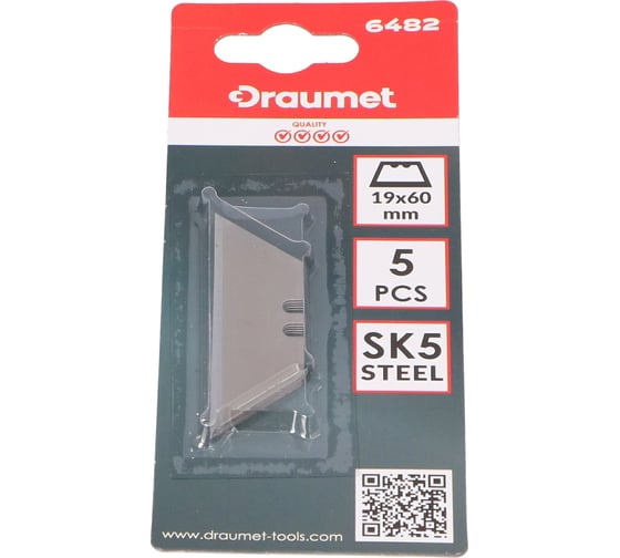 Лезвия сменные трапецевидные 5 шт, сталь SK5 FASTER TOOLS 6482