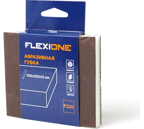 Губка абразивная двухсторонняя 120x100x12 мм, Р220 Flexione 90000314
