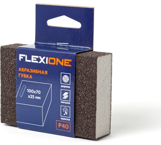 Губка абразивная четырехсторонняя 100x70x25 мм, Р40 Flexione 90000334