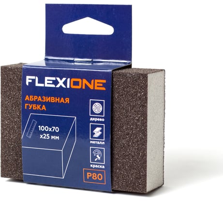 Губка абразивная четырехсторонняя 100x70x25 мм, Р80 Flexione 90000344