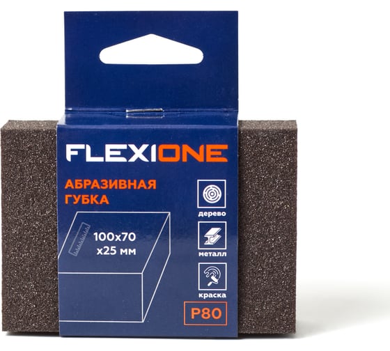 Губка абразивная четырехсторонняя 100x70x25 мм, Р80 Flexione 90000344