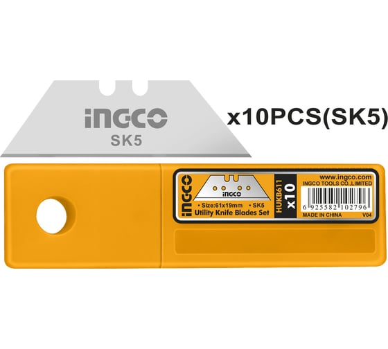 Лезвия (10 шт; 61х19 мм) для универсального ножа INGCO HUKB611 1