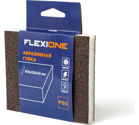 Губка абразивная двухсторонняя (123x98x12.5 мм; Р60) Flexione 90000044