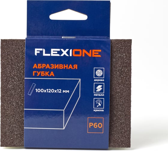 Губка абразивная двухсторонняя (123x98x12.5 мм; Р60) Flexione 90000044 1