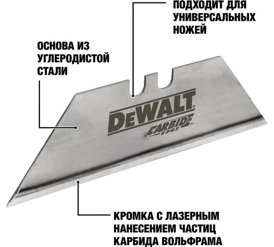 Лезвие трапециевидное закаленное с карбидом вольфрама 5 шт DEWALT DWHT0-11131