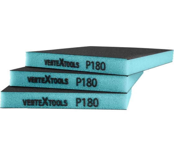 Губка абразивная шлифовальная vertextools 120х98х13мм, Р180, 3шт 120-98-180