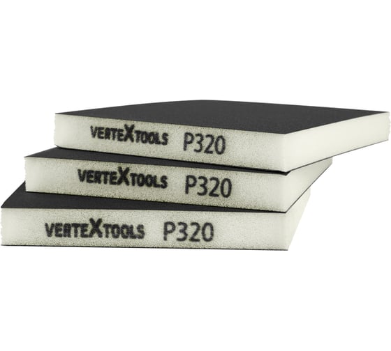 Губка абразивная шлифовальная vertextools 120х98х13мм, Р320, 3шт 120-98-320