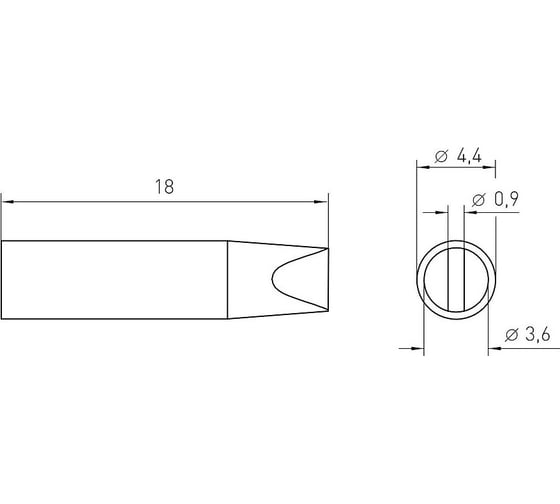 Паяльное жало WELLER RT 11MS в форме резца 3,6x0,9 мм 54463199