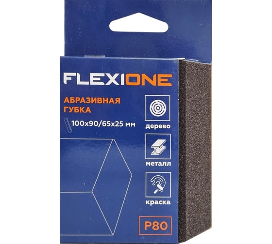 Губка абразивная Flexione 4-х стр. 100x90/65x25мм Р80 Flexiоne (трапецевидная) 90000474 1