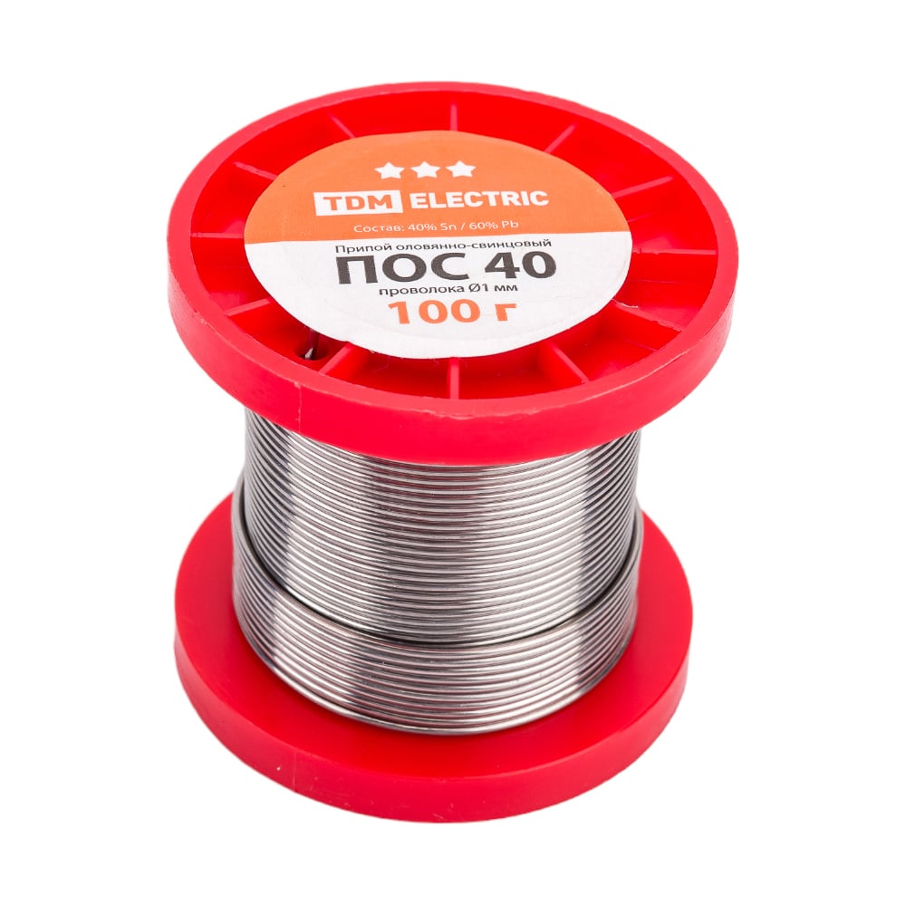 Припой ПОС 40 проволока серия "Алмаз" (1 мм, 100 г, ГОСТ 21931-76 ...