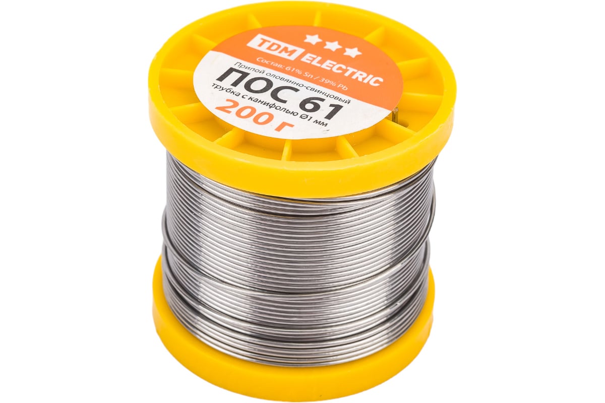 Припой ПОС 61 трубка с канифолью серия Алмаз (1 мм, 200 г, ГОСТ 21931 ...