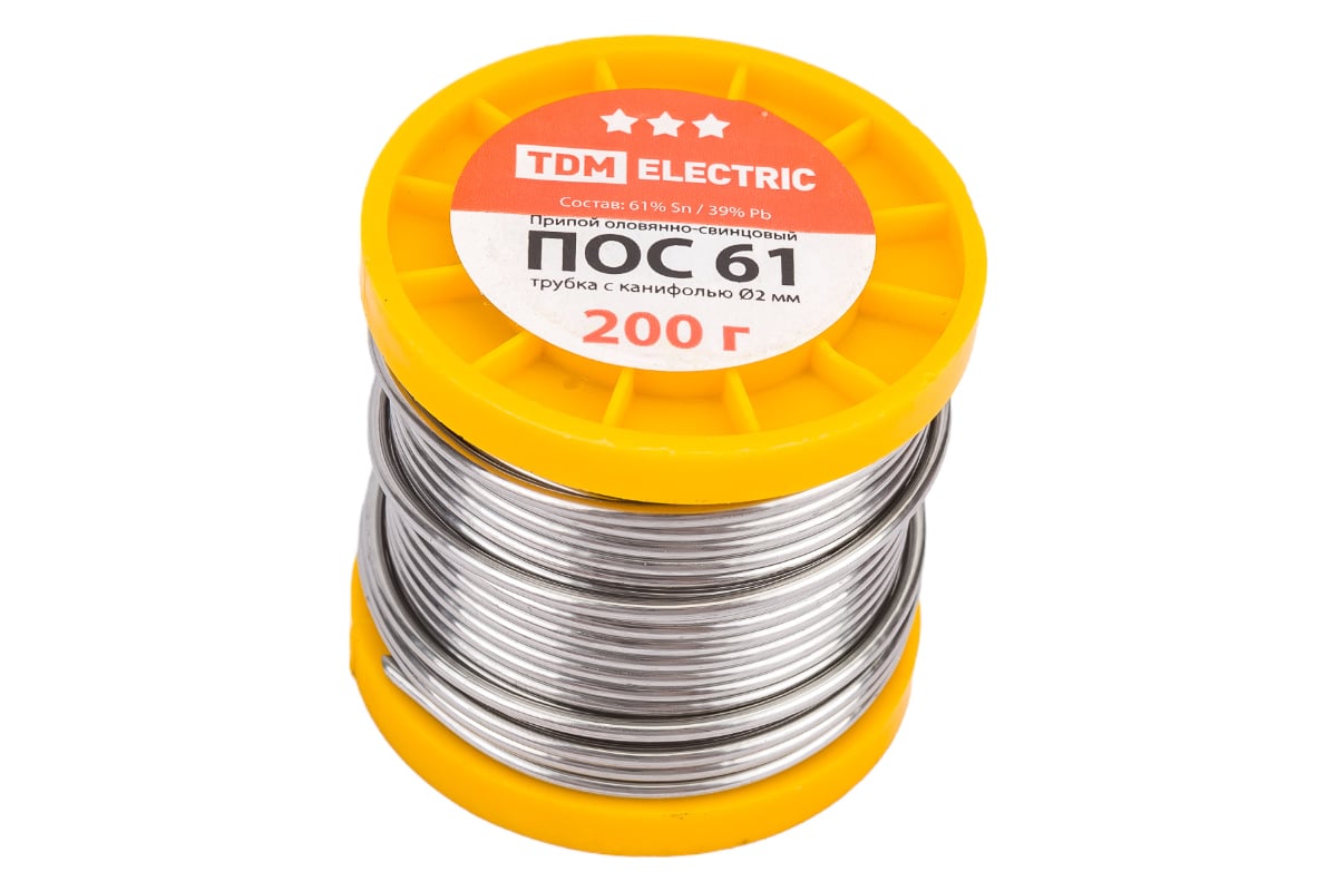 Припой ПОС 61 трубка с канифолью серия Алмаз (2 мм, 200 г, ГОСТ 21931 ...