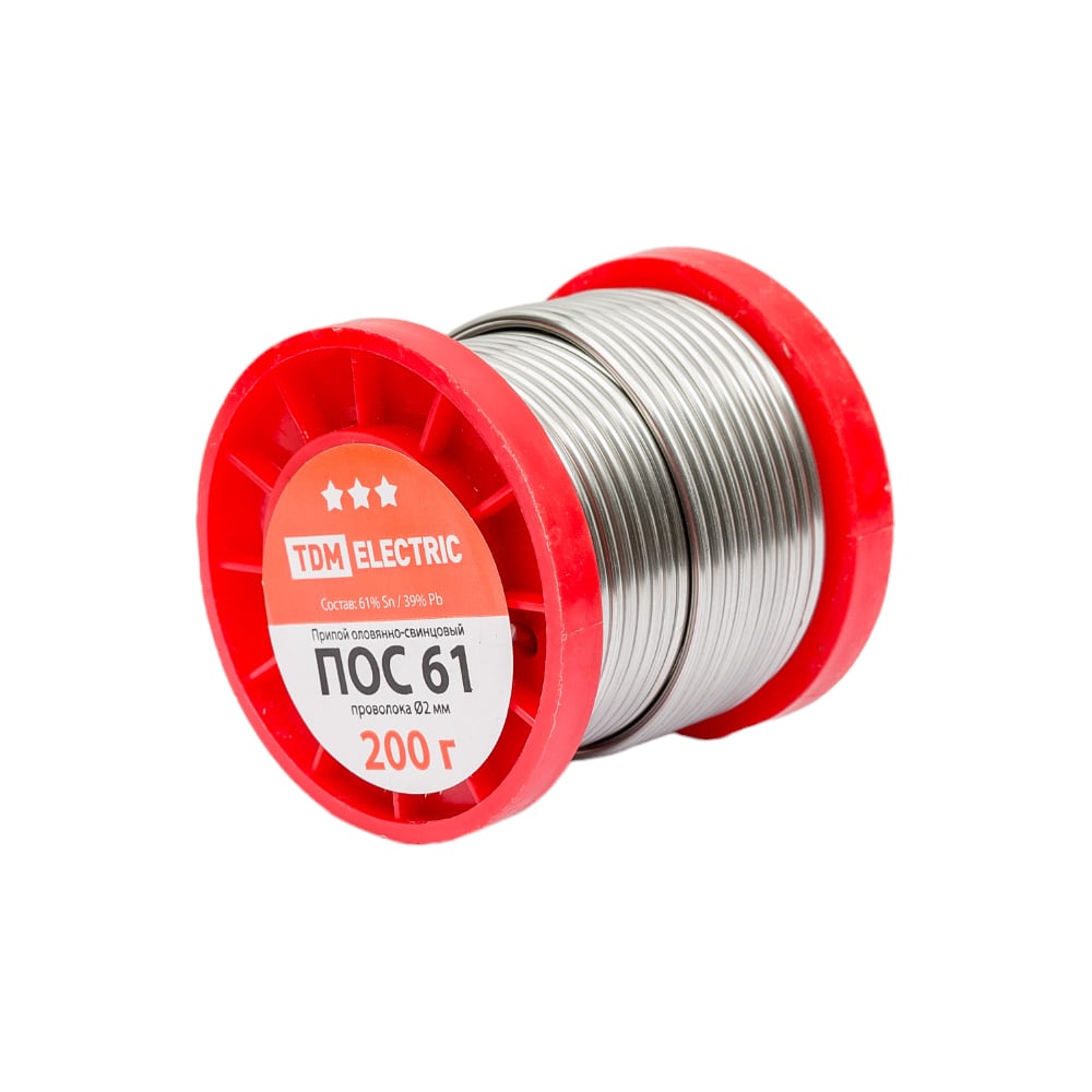 Припой ПОС 61 проволока серия "Алмаз" (2 мм, 200 г, ГОСТ 21931-76 ...