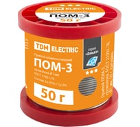 Припой ПОМ-3 проволока серия Алмаз (1 мм, 50 г, ГОСТ 21931-76, катушка) TDM ELECTRIC SQ1025-0340