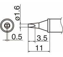 Наконечник 1.6 мм для станций FX-950/FX-951/FX-952/FM-203 HAKKO T12-WD16