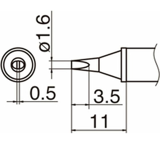 Наконечник 1.6 мм для станций FX-950/FX-951/FX-952/FM-203 HAKKO T12-WD16