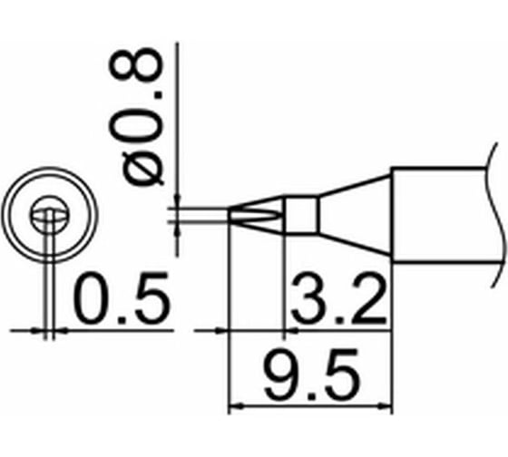 Наконечник 0.8 мм для станций FX-950/FX-951/FX-952/FM-203 HAKKO T12-D08 1