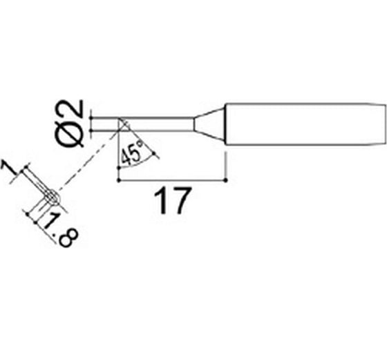 Наконечник 2 мм для паяльников серии 900/701/702B HAKKO 900M-T-2CM 1