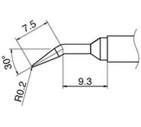 Наконечник 0.2 мм для станций FX-950/FX-951/FX-952/FM-203 HAKKO T12-JL02