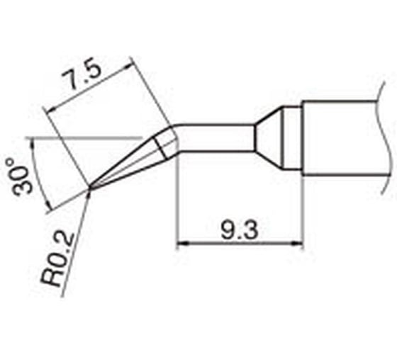 Наконечник 0.2 мм для станций FX-950/FX-951/FX-952/FM-203 HAKKO T12-JL02 1