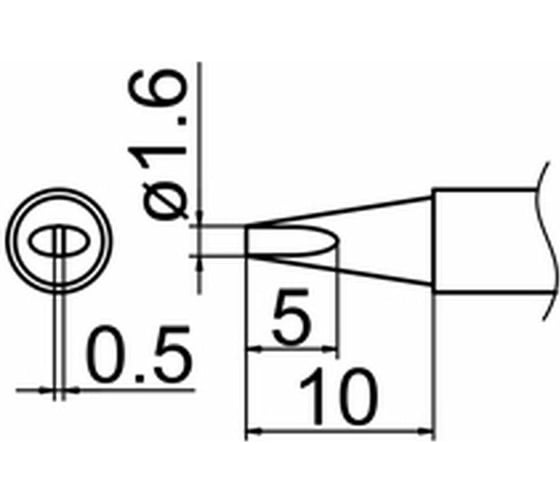 Наконечник 1.6 мм для станций FX-950/FX-951/FX-952/FM-203 HAKKO T12-D16Z 1