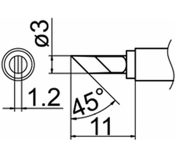 Наконечник 3 мм для станций FX-950/FX-951/FX-952/FM-203 HAKKO T12-KU 1