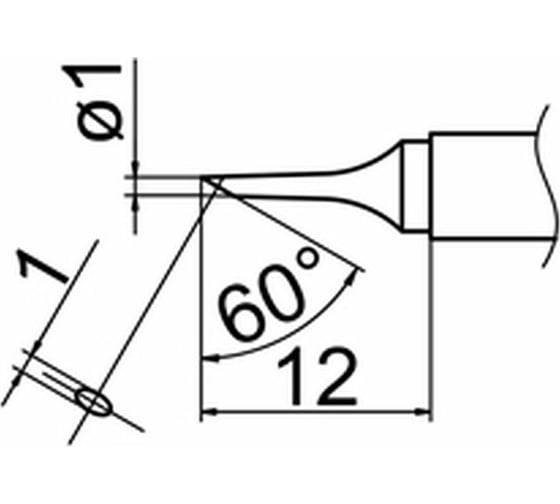 Наконечник 1 мм для станций FX-950/FX-951/FX-952/FM-203 HAKKO T12-C1 1