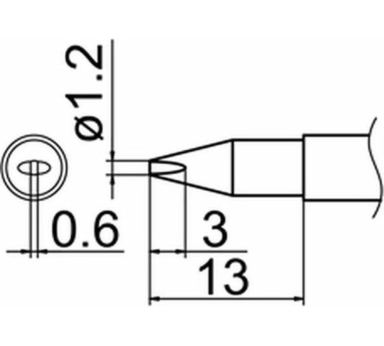 Наконечник 1.2 мм для станций FX-950/FX-951/FX-952/FM-203 HAKKO T12-DL12