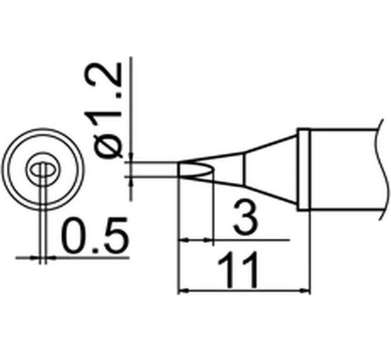Наконечник 1.2 мм для станций FX-950/FX-951/FX-952/FM-203 HAKKO T12-WD12